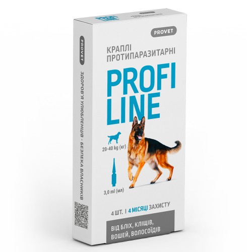 Краплі Provet Profiline для собак 20-40 кг, 4 піпетки по 3,0 мл (інсектоакарицид)
