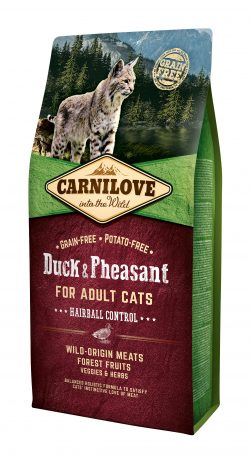 Carnilove Cat Hairball Controll утка,фазан (д/выведения шерстяных комочков)