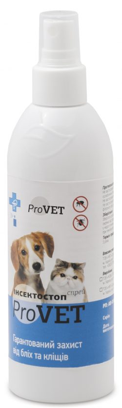 Инсектостоп ProVet — Спрей для обработки животных против эктопаразитов для собак и котов 250мл
