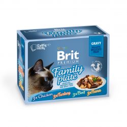 Корм вологий Brit Premium Cat Family Plate Jelly pouches набір паучів для котів сімейна тарілка в желе 12 шт. х 85 г