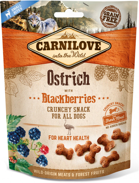 Ласощі для собак Carnilove Ostrich with Blackberries 200 г (для здоров'я серця)