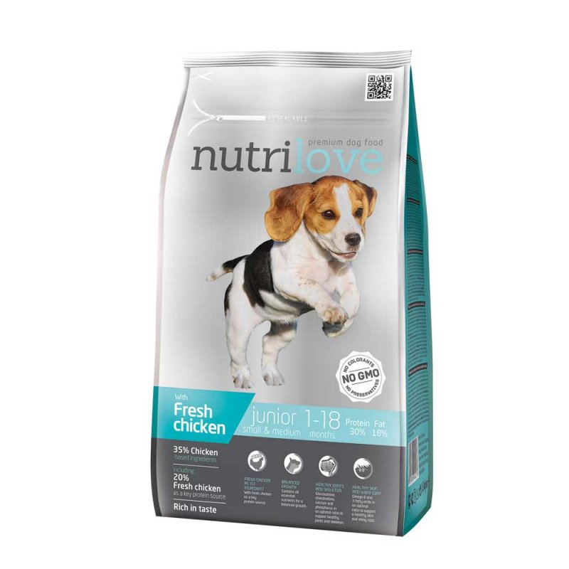 Nutrilove (Нутрілав) Junior Small & Medium - Корм для цуценят малих і середніх порід з куркою і рисом
