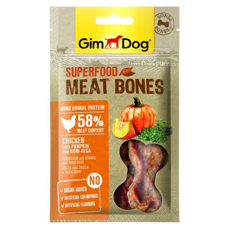 GimDog Superfood д/собак Мясные косточки, курица с тыквой и нори, 70g