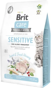 Brit Care Sensitive сухий корм для котів  комахи та оселедець
