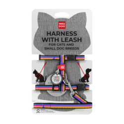 Шлея з повідцем WAUDOG Nylon з QR паспортом, малюнок “Лінія 1”, пластиковий фастекс, Ш 10 мм, В 25-40 см, С 20-30 см