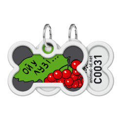 Адресник для собак і котів металевий WAUDOG Smart ID з QR паспортом, малюнок “Калина”, кістка, Д 40 мм, Ш 28 мм