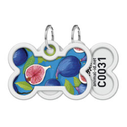 Адресник для собак і котів металевий WAUDOG Smart ID з QR паспортом, малюнок “Інжир”, кістка, Д 40 мм, Ш 28 мм