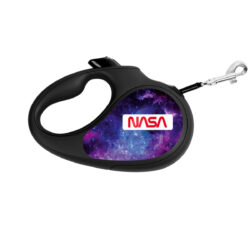 Повідець-рулетка для собак WAUDOG R-leash, малюнок “NASA21”, S, до 15 кг, 5 м, світловідбиваюча стрічка чорний