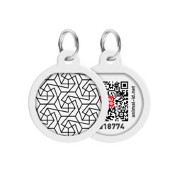 Адресник для собак та котів металічний WAUDOG Smart ID з QR паспортом, малюнок “Геометрія”, круг, Д 25 мм
