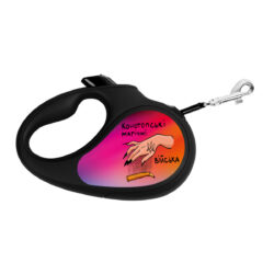 Повідець-рулетка для собак WAUDOG R-leash, малюнок “Конотопські магічні війська”, M, до 25 кг, 5 м, світловідбиваюча стрічка чорний