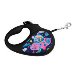 Повідець-рулетка для собак WAUDOG R-leash, малюнок “Рік та Морті 1”, M, до 25 кг, 5 м, світловідбиваюча стрічка чорний