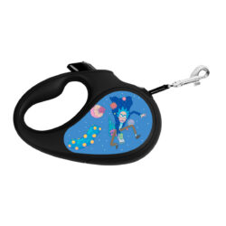 Повідець-рулетка для собак WAUDOG R-leash, малюнок “Рік та Морті 3”, XS, до 12 кг, 3 м, світловідбиваюча стрічка чорний