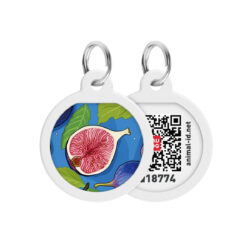 Адресник для собак і котів металевий WAUDOG Smart ID з QR паспортом, малюнок “Інжир”, коло, Д 25 мм