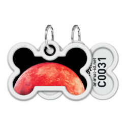 Адресник для собак і котів металевий WAUDOG Smart ID з QR паспортом, малюнок “Марс”, кістка, Д 40 мм, Ш 28 мм