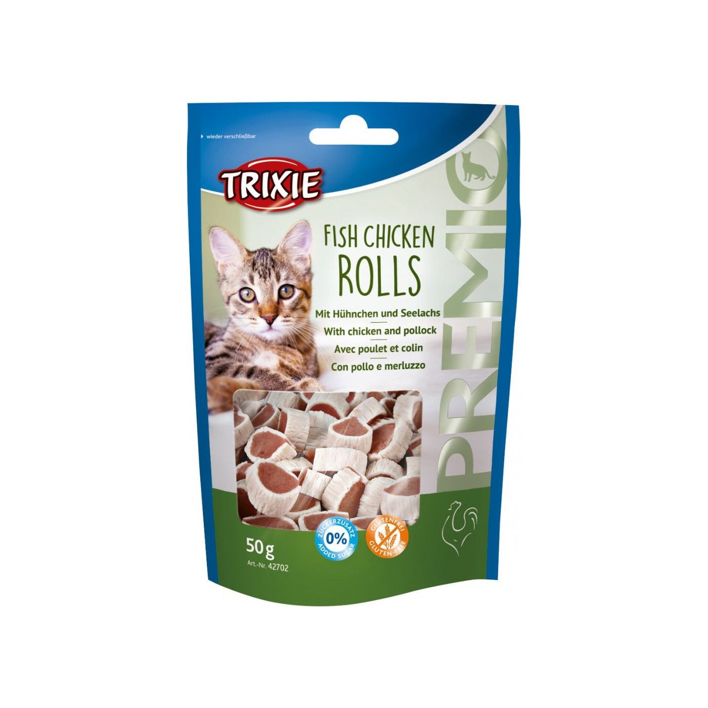 Ласощі Trixie Premio Fish Chicken Rolls для котів роли з куркою та рибою 50 г