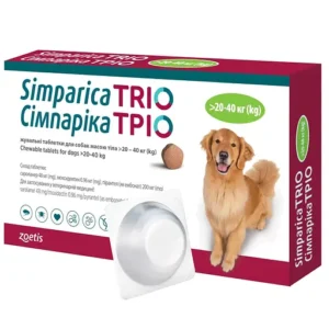 Simparica TRIO (Сімпаріка ТРІО) таблетки від бліх, кліщів та гельмінтів для собак від 20 до 40 кг
