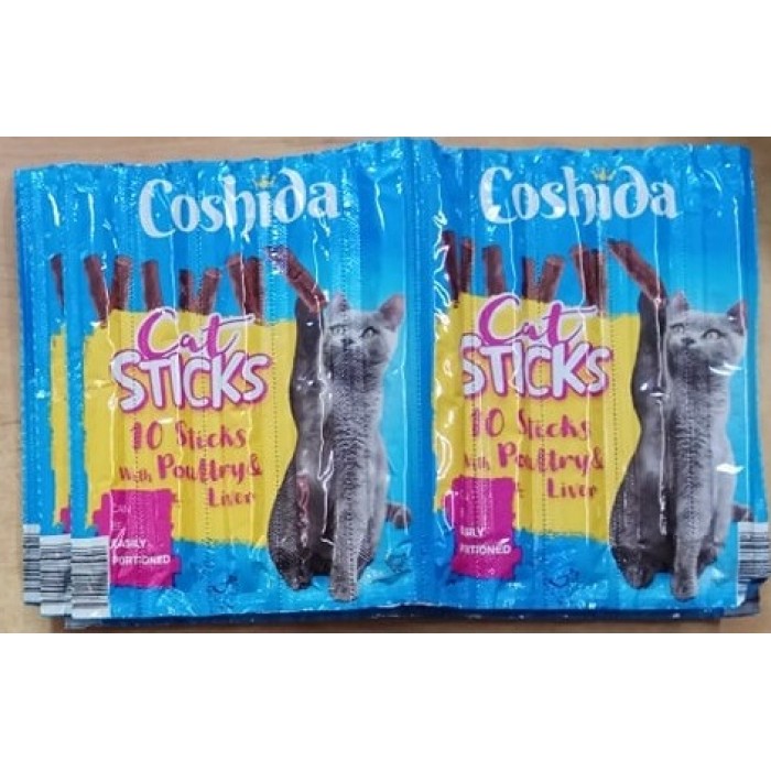 Ласощі для котів Coshida (Кошида) м'ясні палички , з куркою та печінкою, 10 шт по 5 гр