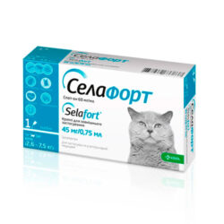 Селафорт спот-он, 45 мг/0,75 мл, краплі для котів вагою 2,6 – 7,5 кг Krka