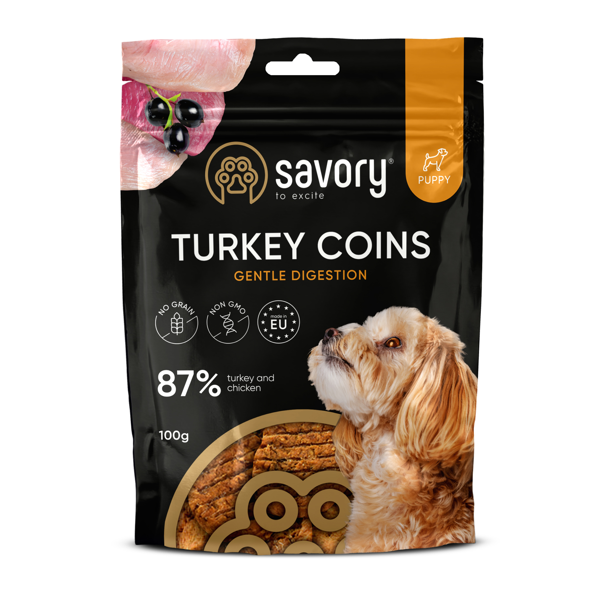 Savory Puppy Coins Turkey - ласощі джерки Сейворі монетки з індичкою для цуценят