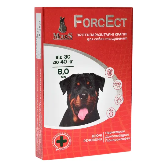 ФорсЕкт (ForcEct) протипаразитарні краплі для собак та цуценят 30-40 кг, 8,0 мл, MODES (від бліх, від кліщів)