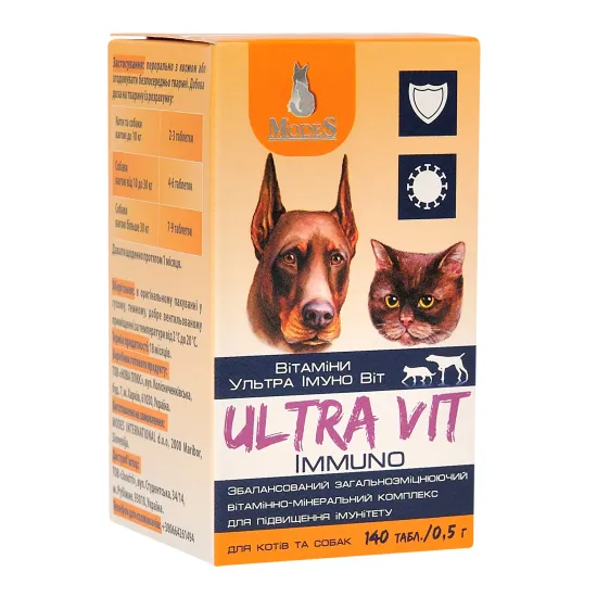 Ультра Імуно Віт (Ultra Immuno Vit) вітамінно-мінеральні комплекси для собак та котів 140шт*0,5г, MODES