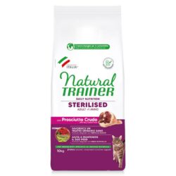 Сухий корм для котів Trainer Natural Super Premium  Adult Sterilised with dry-cured ham (НЕЙЧИРАЛ трейнер Супер Премиум Кэт Едалт Стерилайзд з сировяленою шинкою и волокнами гороху )