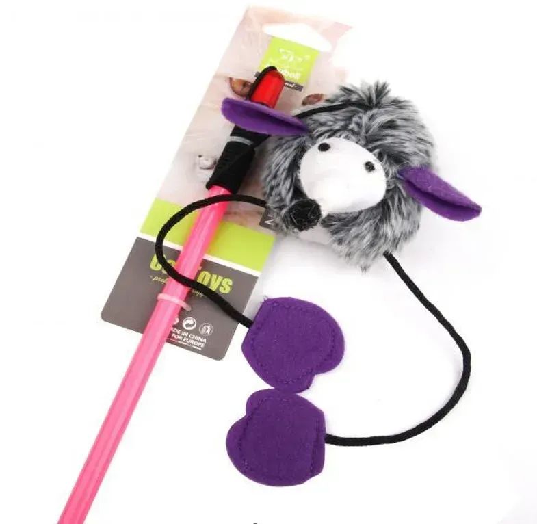 Іграшка Вудка для котів Вудочка з хутряним їжачком Nunbell /YM0334