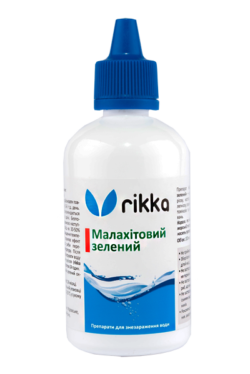 Малахітовий зелений 100мл rikka Препарат проти манки, костіозу, іхтіободозу та інших захворювань для риб, акваріуму , ставка