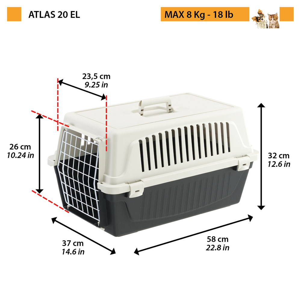 Переноска для котів та дрібних собак Ferplast ATLAS EL 20 Ферпласт, розмір 58 x 37 x 32 см - Зображення 2