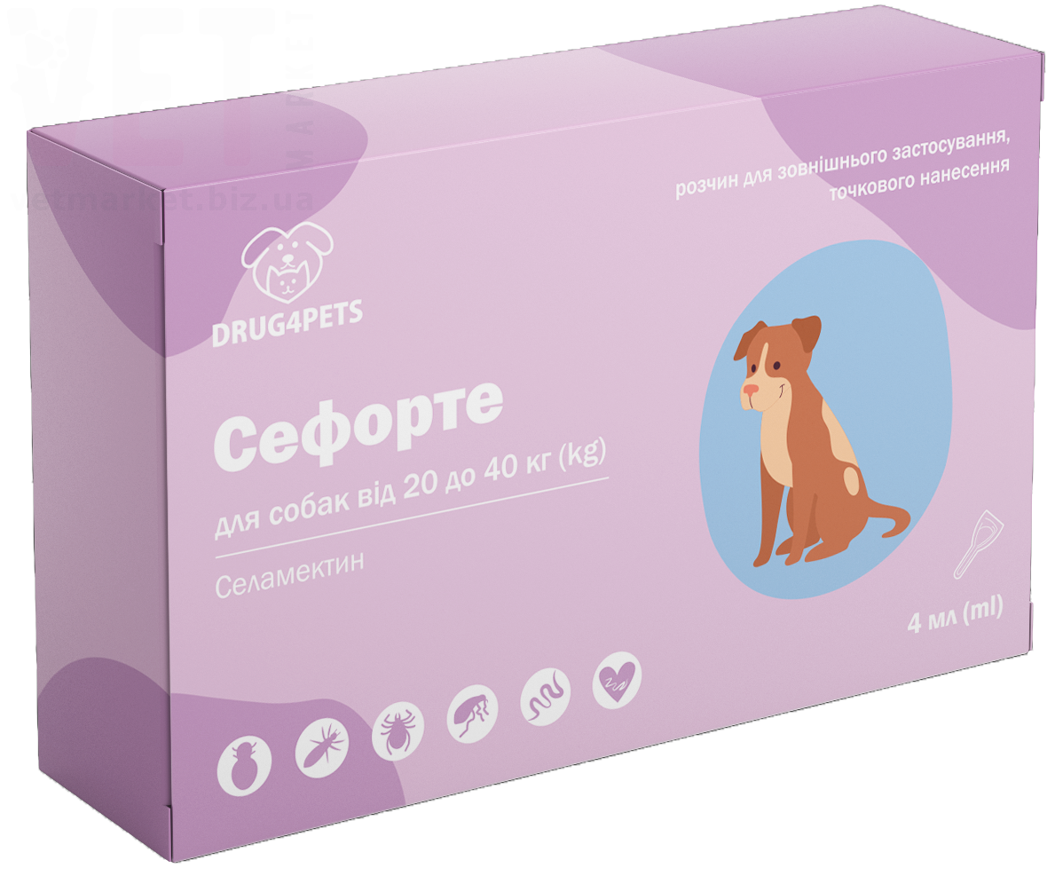 Сефорте краплі для собак вагою 20-40 кг, 4 мл, 1 піпетка, НВД