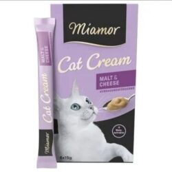 Ласощі для котів Miamor Cat Cream Malt & Cheese – Cream Мальт-паста-крем з сиром для виведення грудок шерсті 6 стіків х 15 г ,Міамор